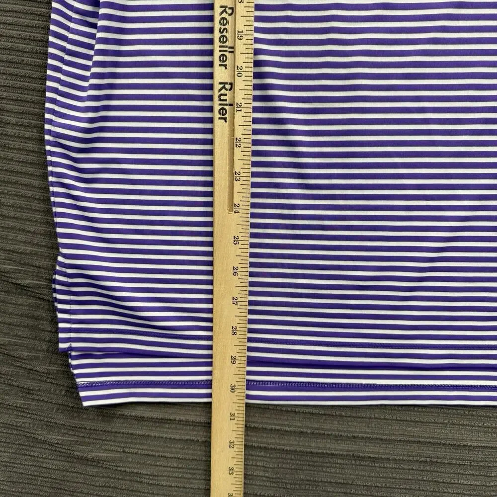 Ralph‎ Lauren Performance Polo Shirt Men XL Purple Striped Polyester Golf.